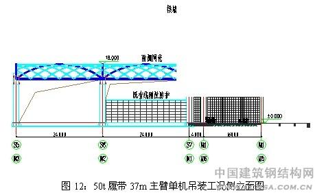 新建石家庄站站房 履带主臂单机吊装工况侧立面图